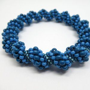 Blue Cellini Spiral beadwoven bracelet